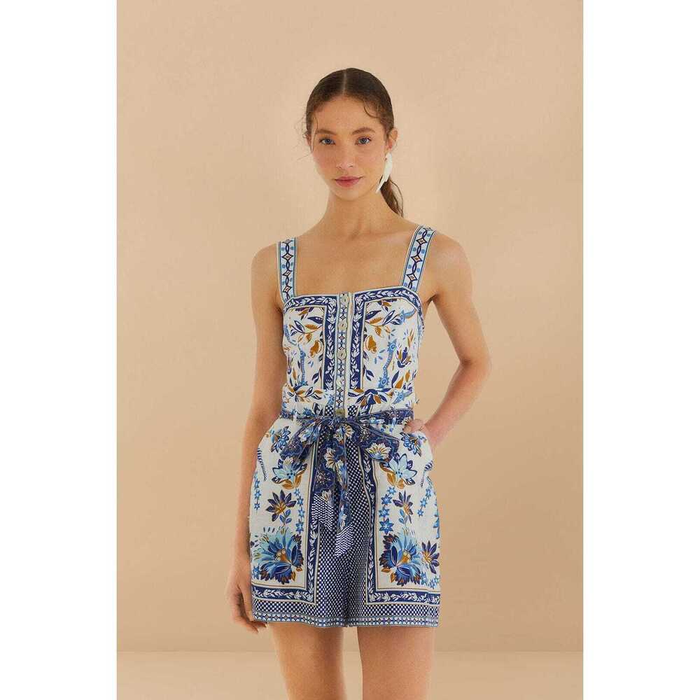 Farm Rio Off-White Ana Tapestry LENZING™ ECOVERO™ Euroflax™ Romper.